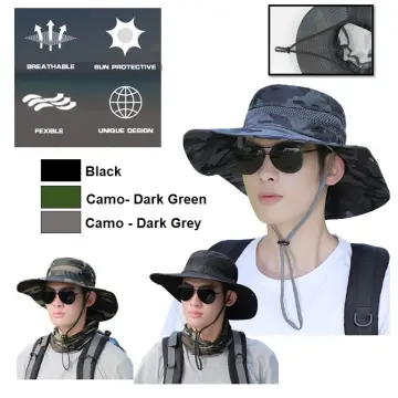 Mens Waterproof Camo Sun Hat Wide Brim Packable Outdoor Mesh Fishing Bucket  Hats