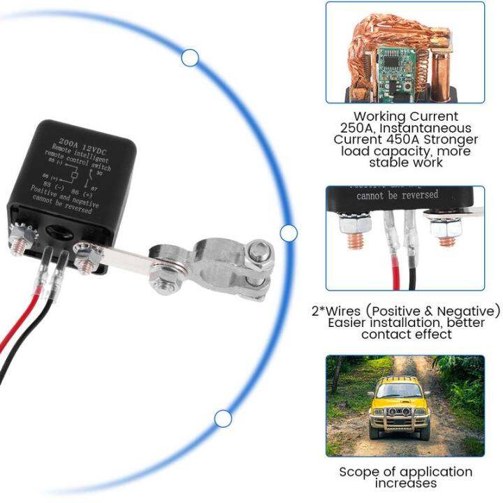 สวิตช์เครื่องถ่ายทอดกระแสไฟฟ้าแบตเตอรี่12v-รถรีโมทคู่รีเลย์ถอดแบตเตอรี่กันขโมยตัวแยกสวิตช์ปิดสำหรับตั้งแคมป์รถพ่วง-suv-รีเลย์แบตเตอรี่รถรีโมทคู่