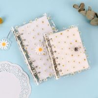 ▫❈ A7/6 Cute Daisy Spiral Binder Notebook Agenda Cover with Storage Bag Kawaii Transparent School Diary Journal Planner Stationery