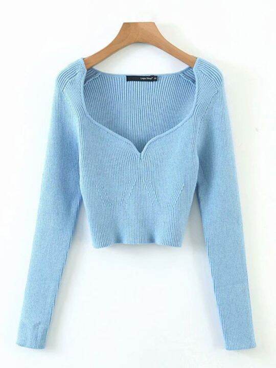 deat-2023-short-collar-thin-knitted-pullovers-sweater-loose-v-neck-sleeve-new-fashion-13u090