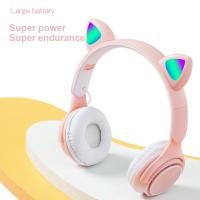 M6pro Cat Ears Wireless Headphones Gaming Headset Stereo Subwoofer Headset Luminous Pluggable With Mic Bluetooth Headphone Gift