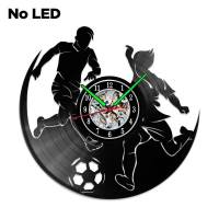 MCDFL Football Vinyl Records Luminous Wall Clock Timepiece Home Living Room Decoration Led Geek Teen Decor Watch Panel Klokken