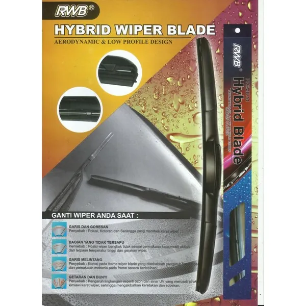 Wiper Wipper Mobil Hybrid Blade Merk RWB Wipers Tiper Hook Ukuran 22/20