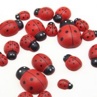 【YF】✉▬  Handicraft Micro-landscape Small Ornaments Painted Wood Cartoon Insect Beetles Ladybugs