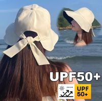 หมวกการป้องกัน UV ในช่วงฤดูร้อน UFP 50 + หมวกชาวประมงหมวกบังแดดแบบพกพาพับได้ปีกกว้างโบว์หางม้าหมวกกันแดดปรับได้