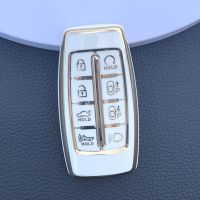 dghjsfgr Car TPU Key Case Cover Holder For Hyundai Genesis GV70 GV80 GV90 2020 2021 2022 Key Shell Ring Protective Accessories