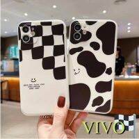 vivo เคสซิริโคนลายยิ้มวัว ยิ้มตาราง สีขาวดำ เคสโทรศัพท์มือถือ เคสTPU สำหรับ vivo y12s y20 y93 y91 y91i y3 y11 y12 y15 y17ทุกรุ่น#978