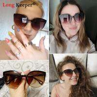 LongKeeper แว่นตากันแดด Cat Eye ผู้หญิงผู้ชายแว่นตากันแดดแว่นตาแว่นตากรอบพลาสติกเลนส์ใส UV400 Shade แฟชั่นขับรถ New