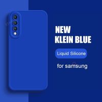 (Phone case) A50 70 30กล้องสแควร์ซิลิโคนเหลวสำหรับ Samsung Galaxy A50 A70 A30 2019 Klein Blue Matte Cover A50S A30Sเคสและซองมือถือ