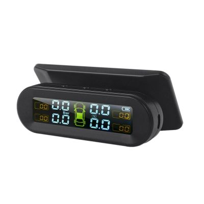 Solar Wireless USB TPMS Car Tire Pressure Monitor System HD LCD Display 4 External Sensor Tire Pressure Temperature Warning