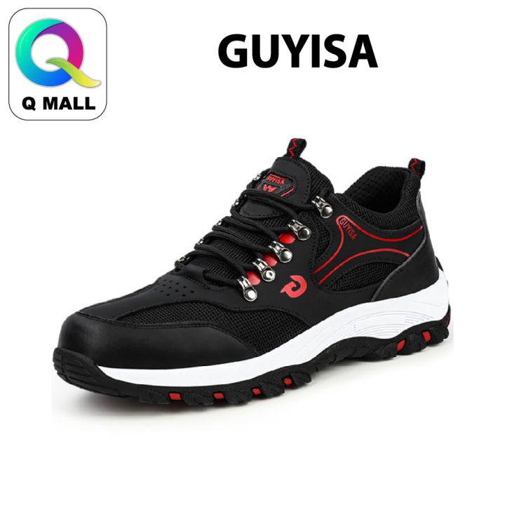 Q Mall Guyisa Safety Shoes Men'S Anti-Smashing Anti-Piercing Wear-Resistant  Rubber Outsole Steel Toe Cap - 9213 (Black Red) | Lazada