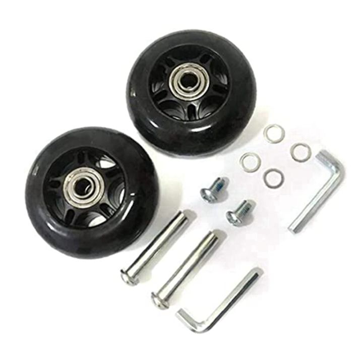 black-luggage-replacement-accessories-2-wheel-set-75mm-x-24mm-x-8mm-2-95inch-x-0-94inch-x-0-31inch-wheels-with-bearings-abec-608zz