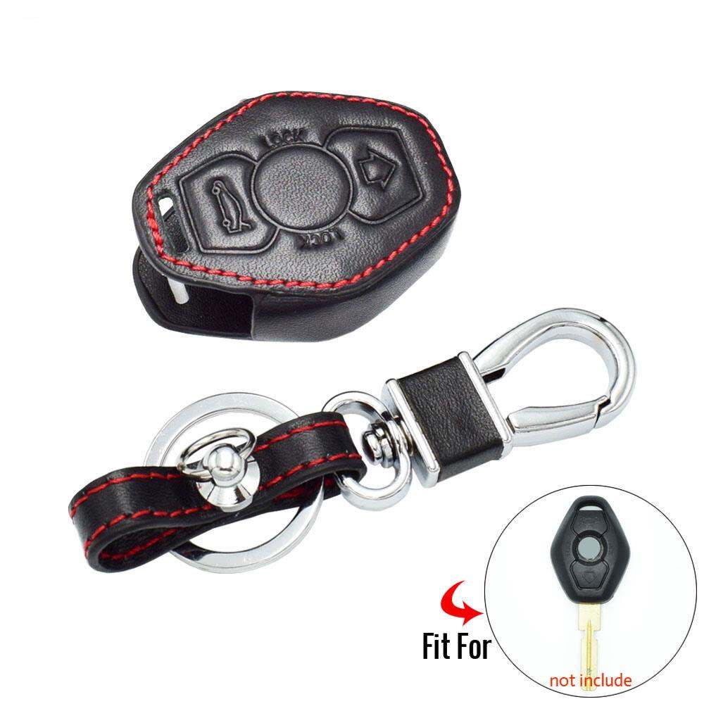 Leather Car Key Cover Protector Case 4 Buttons Buckle for BMW E38 E39 E46 