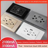 ❈❄ Herepow 118 Series Thailand American Standard Dual USB Wall Socket Smart Home Appliance Plug Adapter Type-c 3.1A Fast Charging