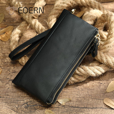 TOP☆EDERN Mens Genuine Leather Wallet Male Long Wallet Business Retro Cowhide Clutch Bag for Men Zipper Wallet Purse Phone Wallet Card Holder