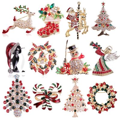 Christmas Brooch Accessories Christmas Tree Old Man Garland Anime Metal Pins Vintage Jewelry Brooches For Women Friends Gift
