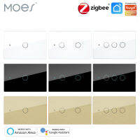 MOES ZigBee Wall Touch สวิตช์ไฟอัจฉริยะเป็นกลาง/ไม่มี Neutral,ไม่มีตัวเก็บประจุ Smart Life/Tuya ทำงานร่วมกับ Alexa,Hub จำเป็นต้องใช้