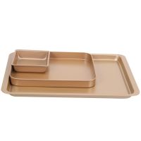 Baking Tray Set Nonstick Cookie Pan Set Professional Baking Sheet Bakeware Rectangular Cake Pan For Oven 3-Pieces