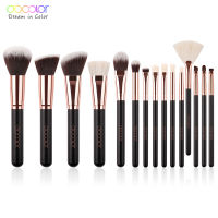 Docolor Rose Gold Makeup Brushes Set 15pcs Professional Natural Hair Brushes Foundation Powder Contour Eyeshadow Make Up Brushes