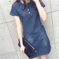 Sanlin Denim Dress For Women Summer New Casual Jeans Dress With Button Pocket y Denim Mini Dress Womens Clothing