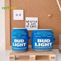 VETICASE BudLightกระป๋องเบียร์เคสหูฟังสำหรับApple AirPods Pro AirPods 1 2 3ซิลิโคนอ่อนนุ่มปกหูฟังAir Podsปลอกกระเป๋าป้องกันAirPodอุปกรณ์เสริมสีฟ้า