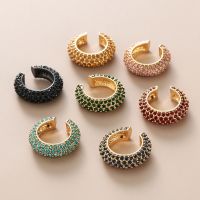【YF】 Bohemian Not Pierced Ear CZ Cuff Earrings Cubic Zirconia Round Clip Earring Rhinestone Fashion Women Jewelry Party