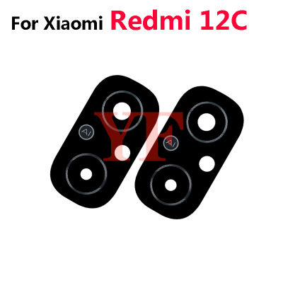 Kanta Kamera 2ยูนิต untuk 12C Xiaomi Redmi Belakang Kamera Kaca Penutup Kanta dengan Penutup Pelekat dengan Bahagian Pembaikan Pelekat