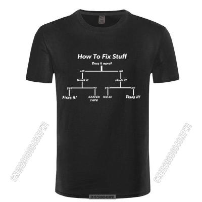 August Style How To Fix Stuff T-Shirt Funny Gift For Him Present Diy Engineer Builder T Shirt Men Chic Top Tees