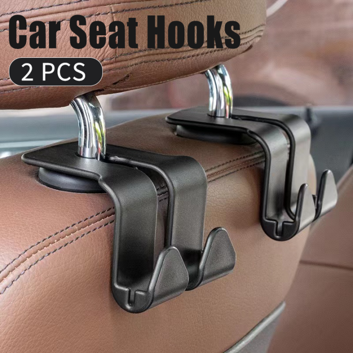 Universal Car Seat Headrest Hook 2 Pack, Auto Seat Hook Hangers Storage  Organizer Car Bag Pouch Clothes Hanging Hooks Duarable Fastener Clip  Interior Accessories for Purse Coats Umbrellas Grocery Bags Handbag fit