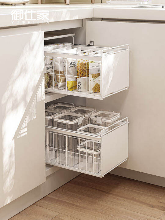 Dishes Racks Adjustable Drawer Dish Rack Household Pullout