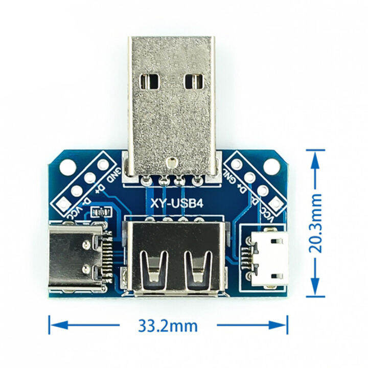 3ชิ้น-dc-5v-4-in-1-usb-ไปยัง-micro-to-type-c-4p-2-54มม-อะแดปเตอร์เชื่อมต่อแผ่นชายกับขั้วต่อ-usb-ตัวเมียขั้วต่อ-usb