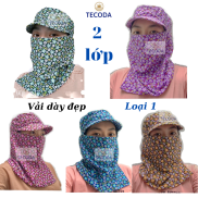 Nón Khăn Trùm Đầu Ninja Chống Nắng Vải Cotton 2 Lớp Hoa Thị Tối Đủ Màu