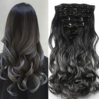 curlywavyhair 20\ Long Curly Wave Women 7pcs/set Clip in Hair Extension Highlight Synthetic Ombre QC8191653