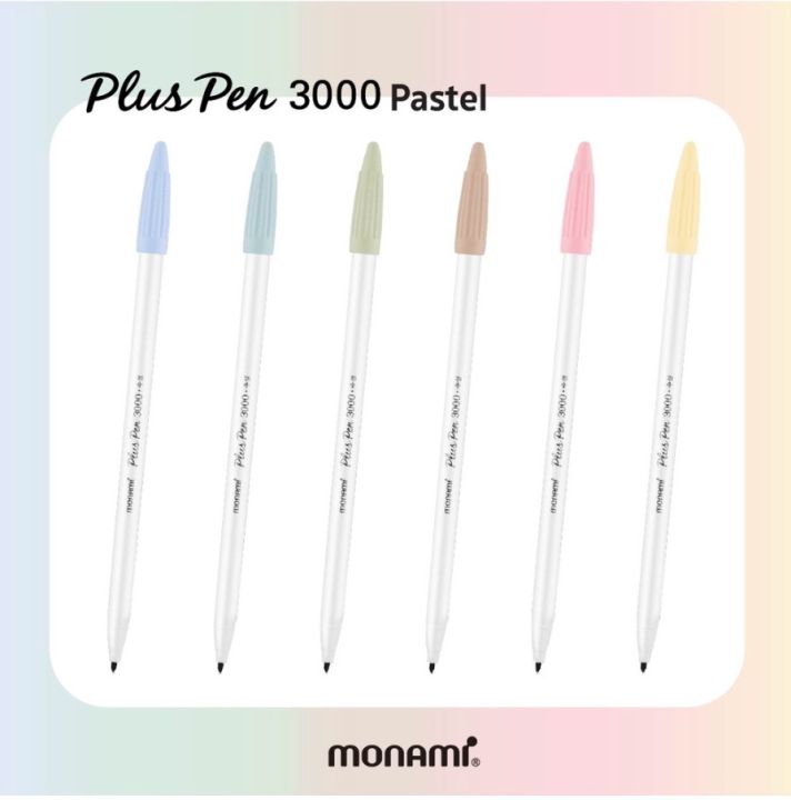 monami-ปากกาสีน้ำ-รุ่น-plus-pen-3000-ชุด-6-pastel-จำนวน-1-กล่อง