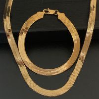 【CW】3/4/5/7MM Wide Flat Herringbone Necklace For Women Men Snake Bone Chain Chokers Gold Color Vintage Miami Korean Jewelry Gifts