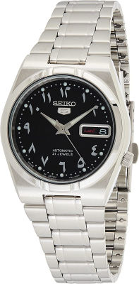 Seiko 5 Automatic Black Dial Stainless Steel Mens Watch SNK063J5