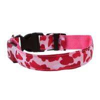 Pink M, Pets Dog LED Leopard Night Safety Collar Adjustable