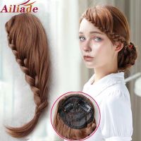 Heat Resistant Synthetic Twist Braided Gradient Bangs Fake Hair Bang Front Braids Fringe Clip In Hair Extensions For Women