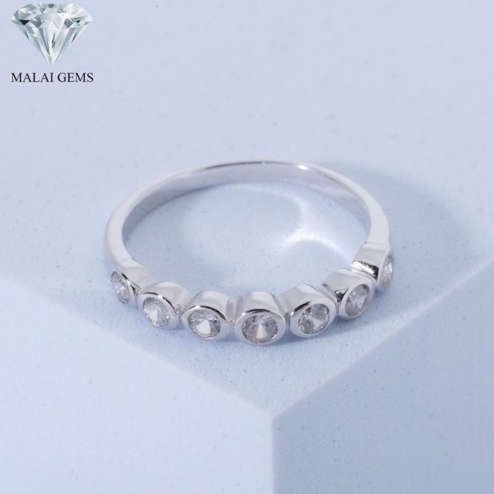 malai-gems-แหวนเพชร-แหวนเพชรหุ้ม-7-เม็ด-เงินแท้-925-เคลือบทองคำขาว-ประดับเพชรสวิส-cz-รุ่น-151-r3102แถมกล่อง-แหวนเงินแท้-แหวนเงิน-แหวน