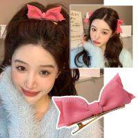 Barbie Pink Bow Hairpin Fabric Princess Bow Hairpin Side Accessories Duckbill Hairpin R8H7