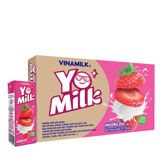2 thùng sữa chua uống hương dâu yomilk - hộp giấy x 170ml 48 hộp thùng - ảnh sản phẩm 3