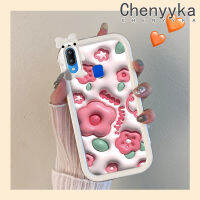 เคส Chenyyka สำหรับ VIVO Y91 Y95 Y91i การ์ตูน3D ดอกไม้สีชมพูใหม่เคสเคสโทรศัพท์โปร่งใสกันกระแทกสีสันสดใสซิลิโคนที่สร้างสรรค์น่ารักเคสป้องกันเลนส์กล้องลายสัตว์ประหลาดน้อย