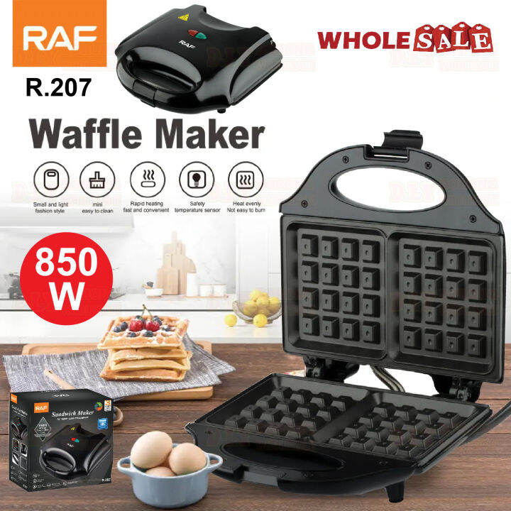 RAF Waffle Maker Panini Press 850W Non Stick Coated Double Side