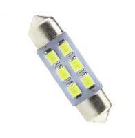 หลอดไฟเพดานรถยนต์ LED 3528 6-SMD แสงสีขาว (36mm)