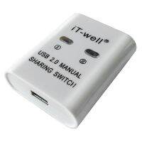 IT-Well USB Printer Sharing Device, 2 in 1 Out Printer Sharing Device, 2-Port Manual Kvm Switching Splitter Hub Converter