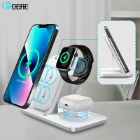 ✹☽ 3 in 1 Wireless Chargers Stand For Apple Watch 7 6 5 Airpods Pro 15W Fast Charging Dock Station For iPhone 14 13 12 11 8 Charger