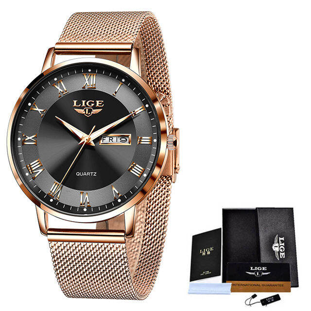 lige-women-watch-celet-quartz-clock-movement-simple-waterproof-rose-gold-stainless-steel-mesh-ladies-watches-relogio-feminino