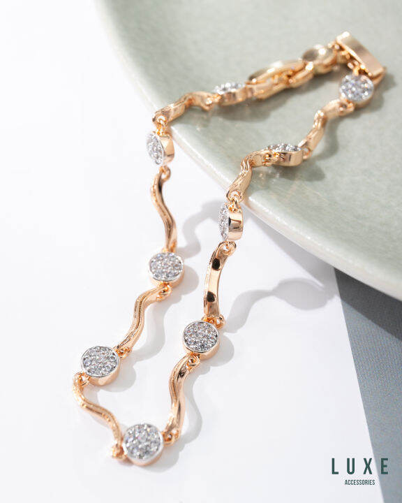 Luxe Accessories Gold Plated Bracelet with Diamonds for Women Gift
