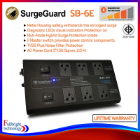 SurgeGuard SB-6E (Hybrid Surge Protector) ปลั๊กกรองไฟ ตัดไฟเกิน ลดทอนไฟกระชากและลดทอนสัญญาณรบกวน รับประกันตลอดอายุการใช้งาน