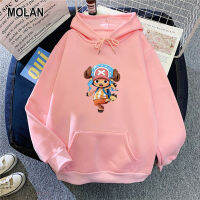 MOLAN เสื้อสเวตเตอร์ลำลองมีฮู้ดทรงหลวมมีฮู้ดลายพิมพ์แขนยาวสเวตเตอร์แขนยาวเด็กหญิงเด็กชายแจ็คเก็ตแขนยาวลายการ์ตูนน่ารักสามารถสวมใส่ได้ทั้งชายและหญิง